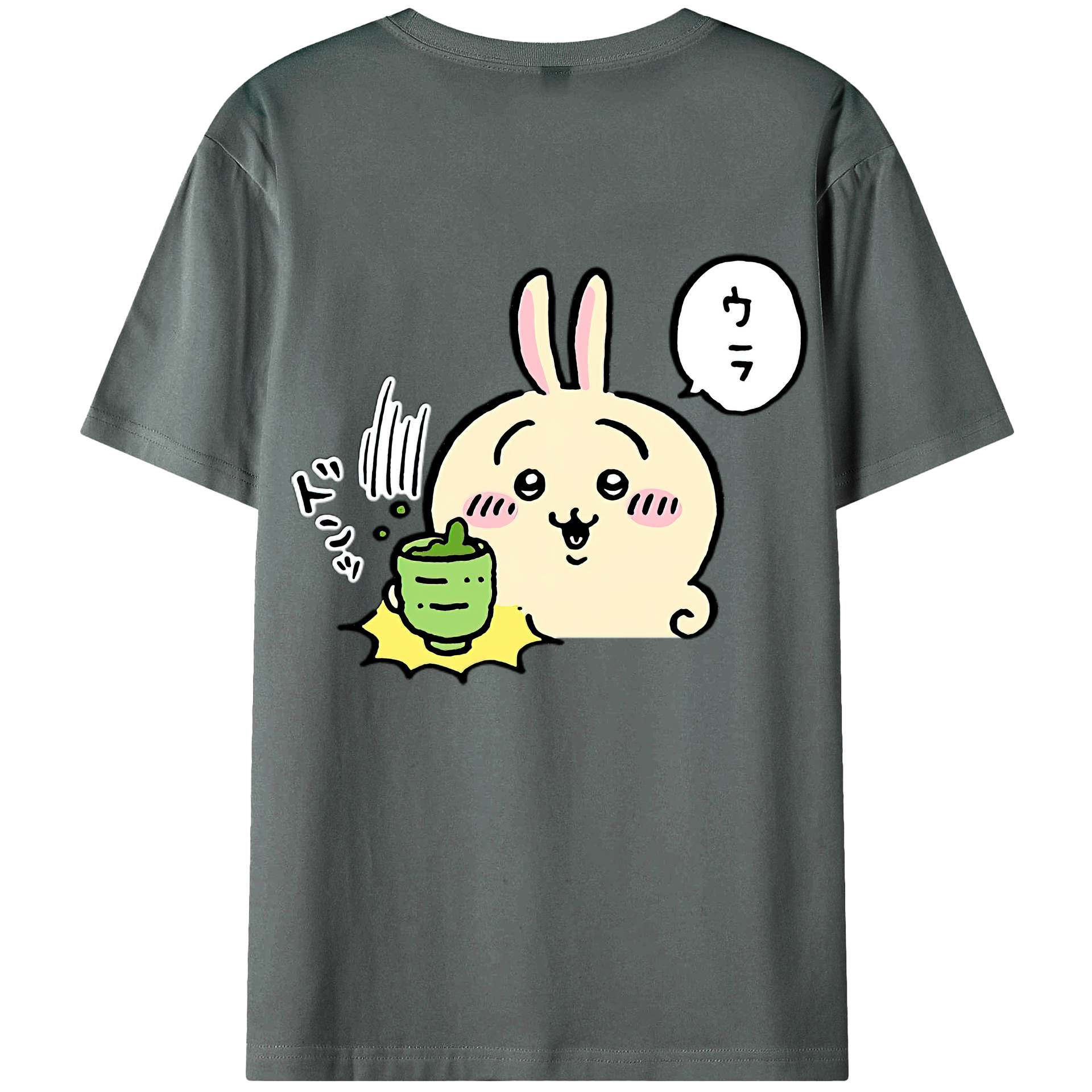 （画像用） ちいかわ うさぎ Chii-kawa usagi 綿100％半袖Tシャツ（背面プリント）